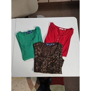 Lot Of 3 Susan Graver M 3/4 length sleeve